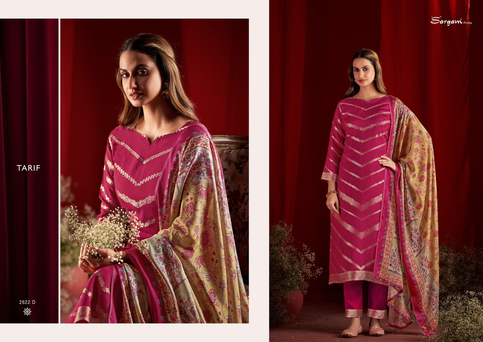 Tarif Sargam Prints Pure Bemberg Muslin Pant Style Suits Wholesale Price