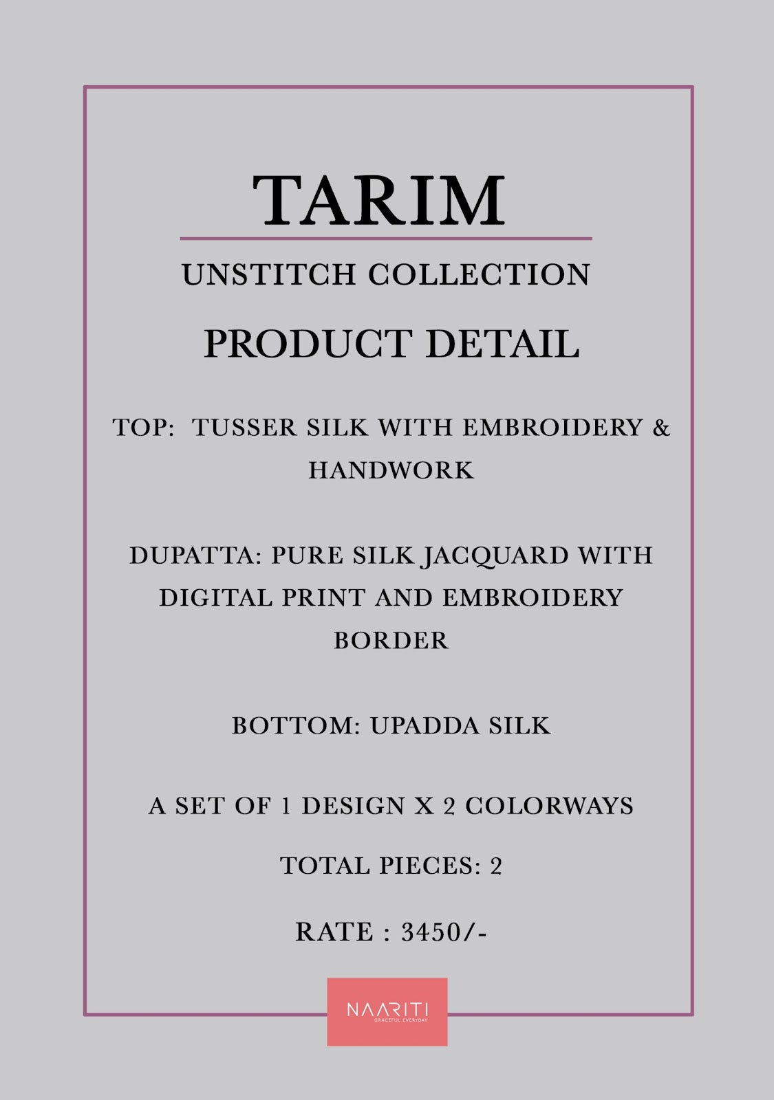 Tarim Naariti Tussar Silk Pant Style Suits Wholesale Rate