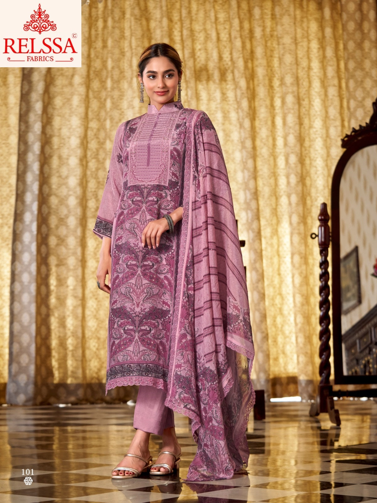 Tarim Relssa Fabrics Natural Crape Pant Style Suits Wholesaler India