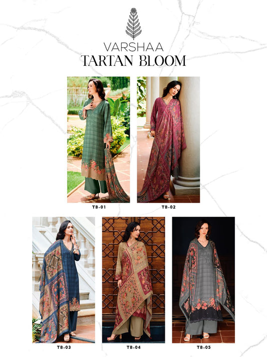 Tartan Bloom Varsha Fashions Viscose Pashmina Suits Wholesale Rate