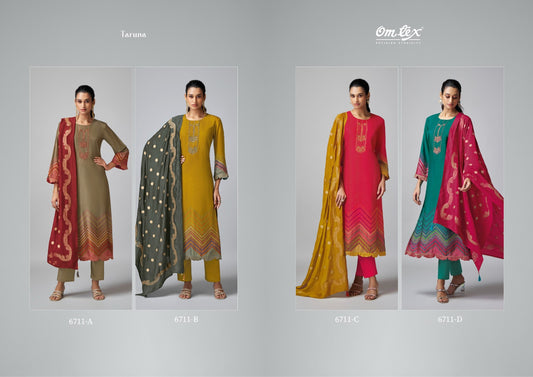 Taruna 6711 Omtex Tusser Silk Pant Style Suits Wholesaler