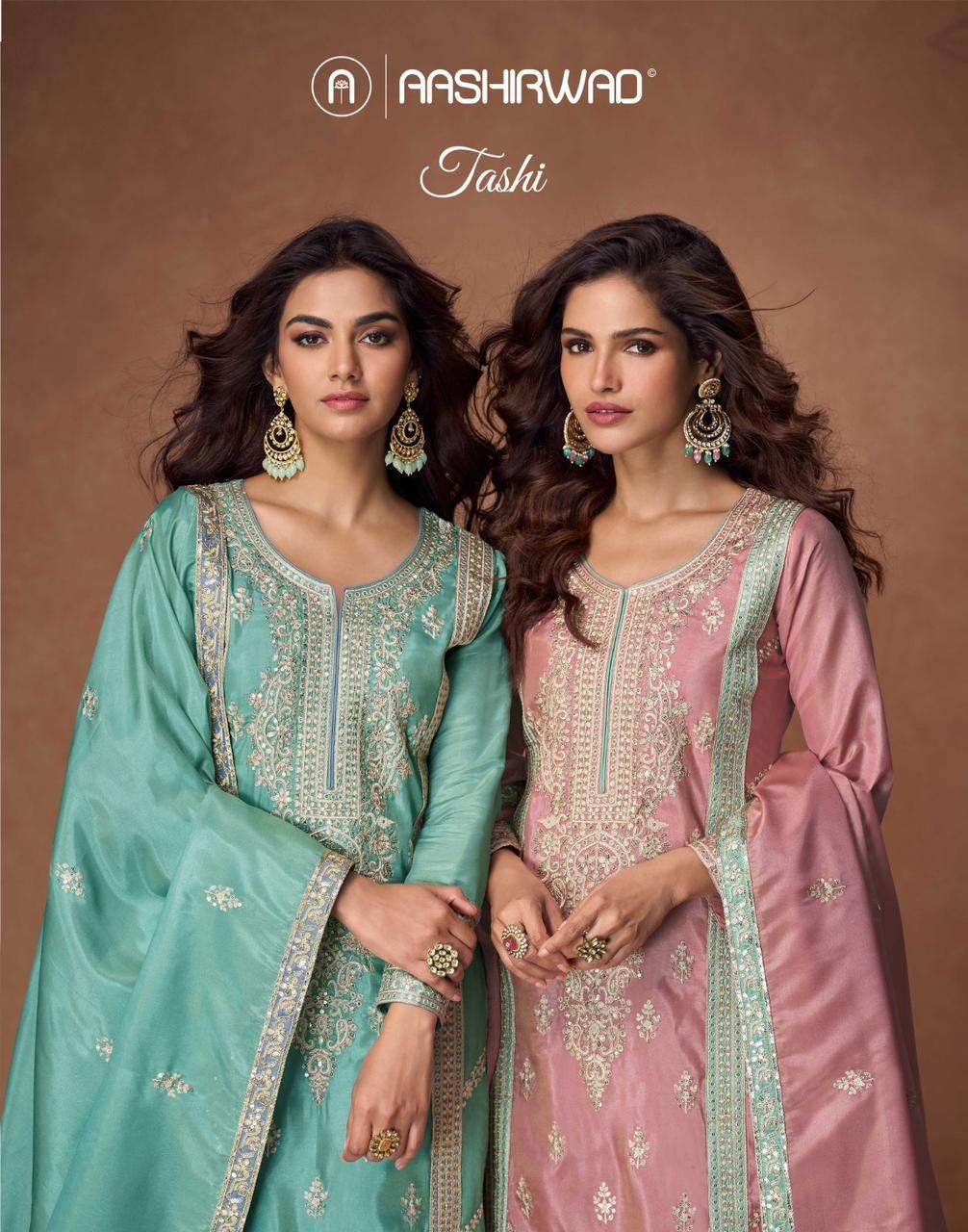 Tashi Aashirwad Creation Organza Readymade Plazzo Style Suits Wholesale