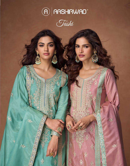 Tashi Aashirwad Creation Organza Readymade Plazzo Style Suits Wholesale