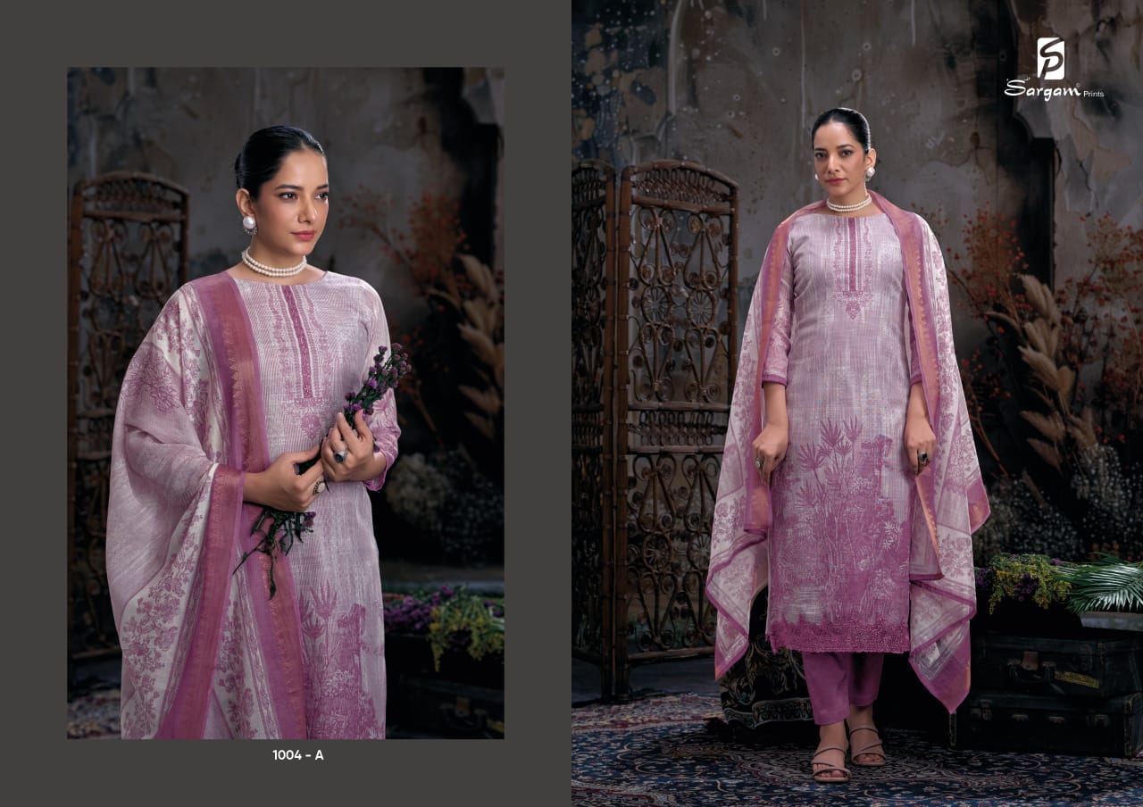 Tashi Sargam Prints Pure Linen Pant Style Suits Manufacturer Gujarat