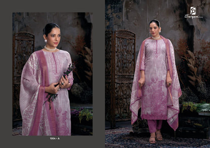 Tashi Sargam Prints Pure Linen Pant Style Suits Manufacturer Gujarat