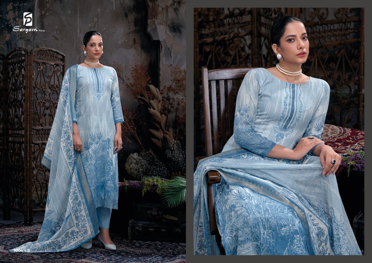 Tashi Sargam Prints Pure Linen Pant Style Suits Manufacturer Gujarat