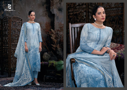 Tashi Sargam Prints Pure Linen Pant Style Suits Manufacturer Gujarat