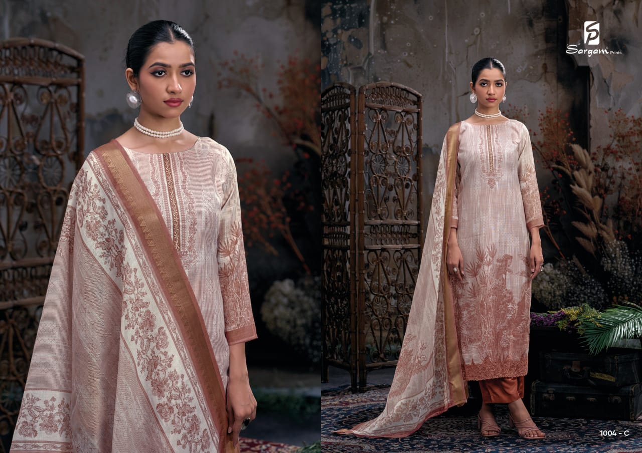 Tashi Sargam Prints Pure Linen Pant Style Suits Manufacturer Gujarat