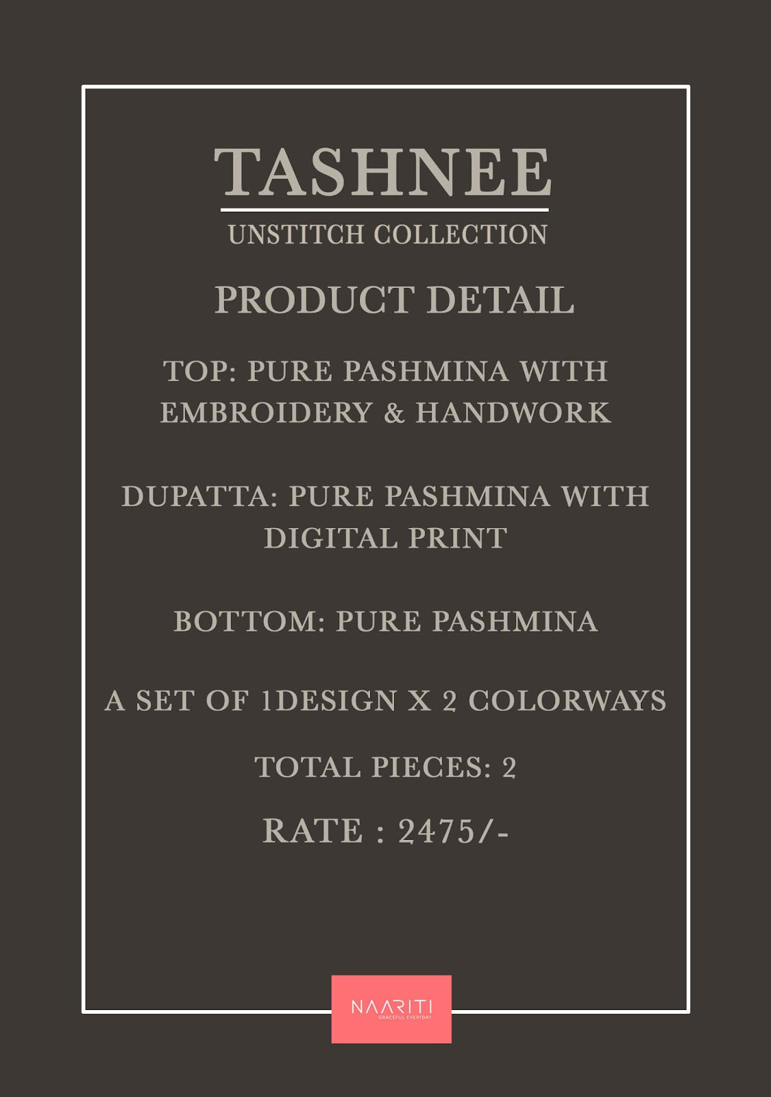 Tashnee Naariti Pashmina Suits Wholesaler Ahmedabad