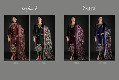 Tashwik Netra Velvet Suits Wholesale