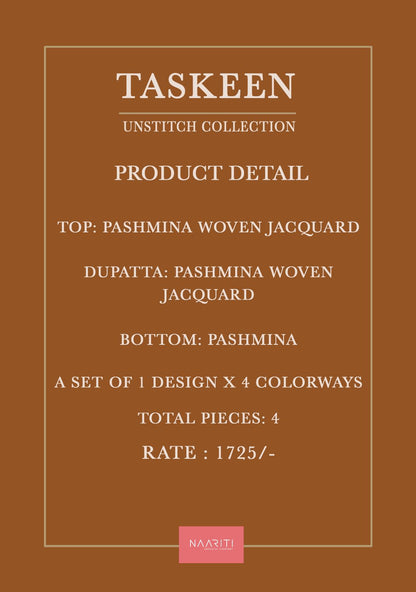 Taskeen Naariti Pashmina Suits Wholesaler