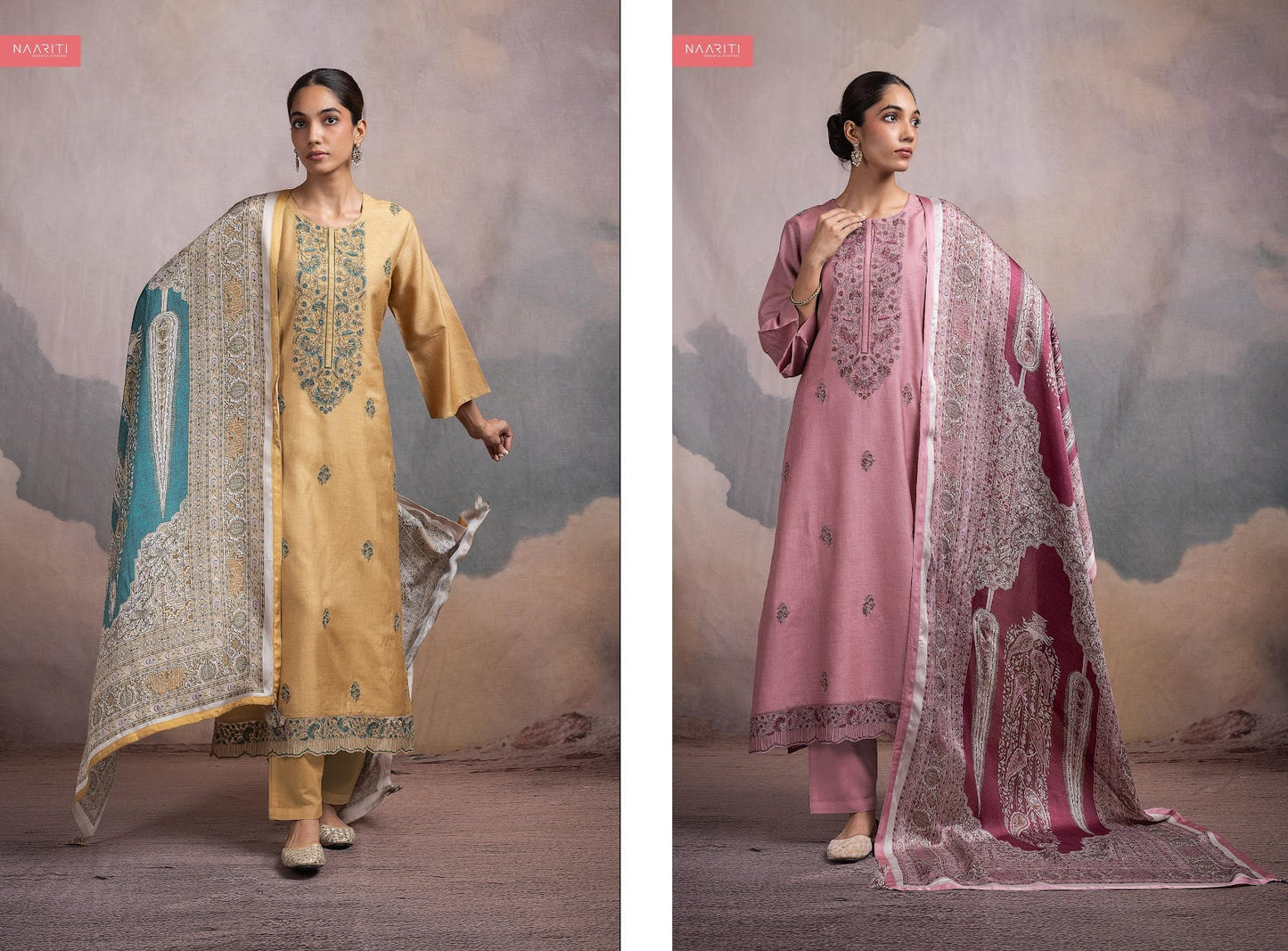 Tasrah Naariti Tussar Silk Pant Style Suits Supplier India