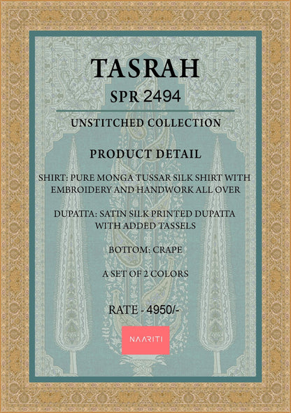 Tasrah Naariti Tussar Silk Pant Style Suits Supplier India
