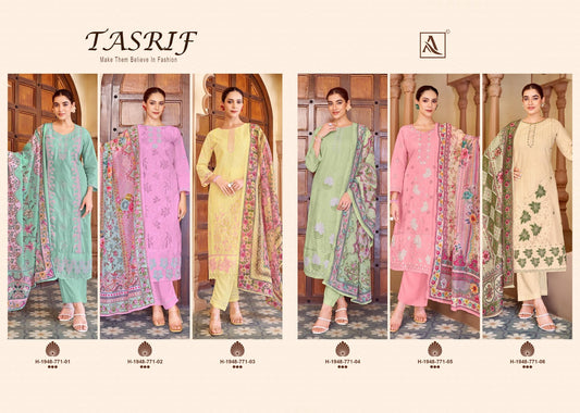 Tasrif Alok Cambric Lawn Karachi Salwar Suits Exporter Ahmedabad