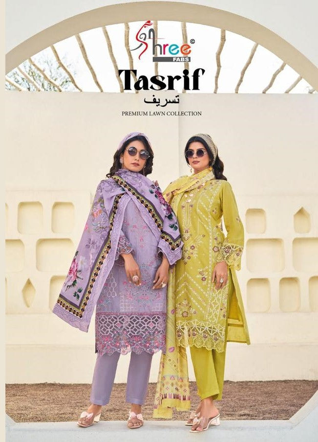 Tasrif Premium Lawn Collection Shree Fabs Cotton Pakistani Salwar Suits Wholesaler Ahmedabad