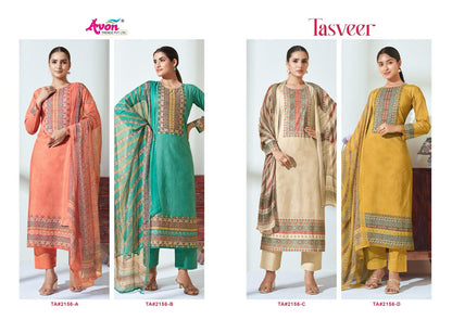 Tasveer Avon Trendz Pure Cotton Pant Style Suits Wholesaler India