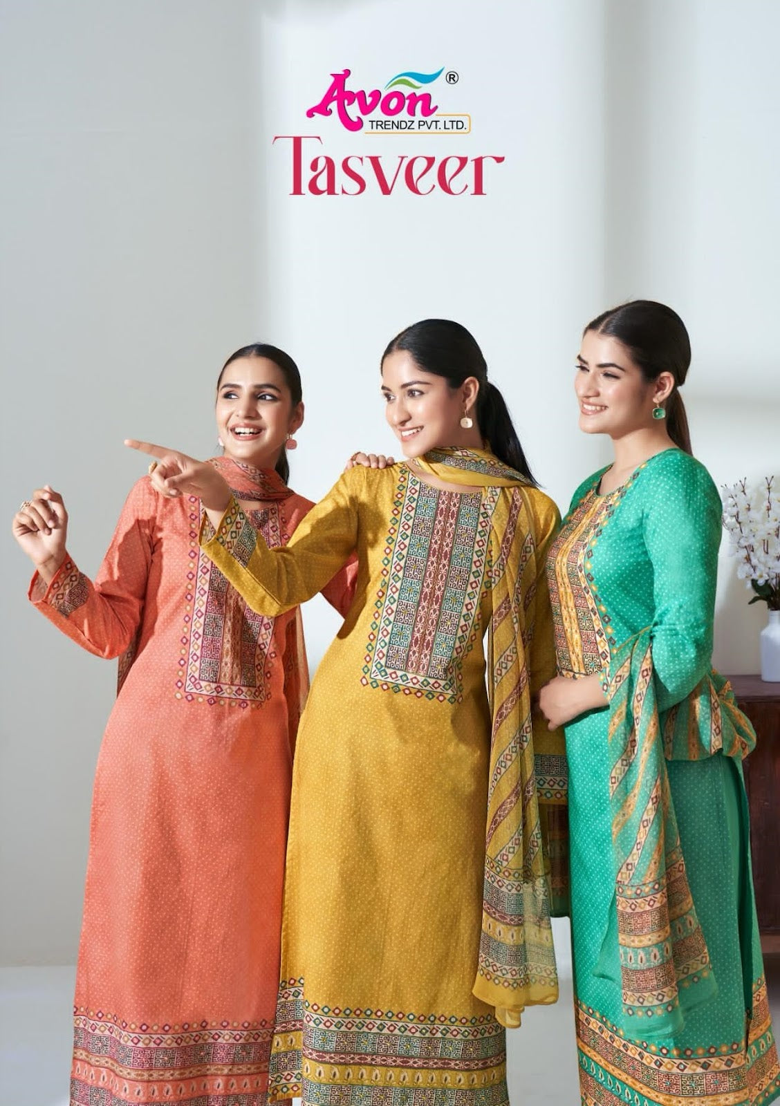 Tasveer Avon Trendz Pure Cotton Pant Style Suits Wholesaler India