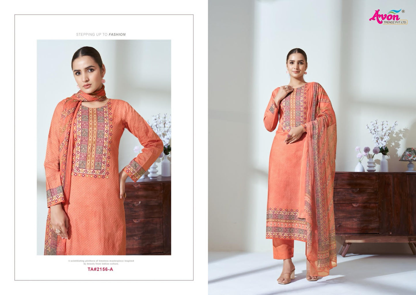 Tasveer Avon Trendz Pure Cotton Pant Style Suits Wholesaler India