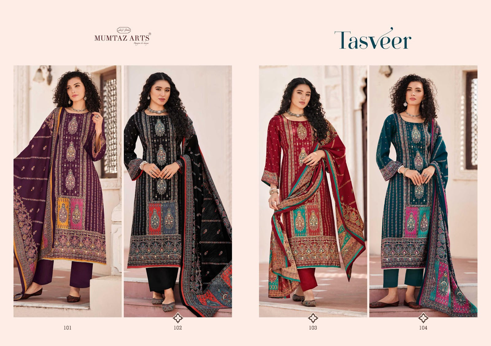 Tasveer Mumtaz Arts Pure Viscose Muslin Karachi Salwar Suits Exporter India