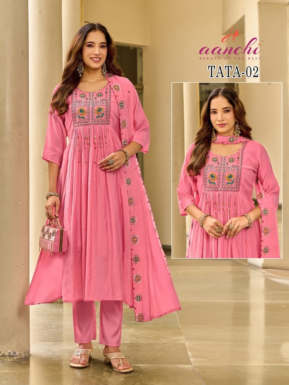Tata 02-03 Aanchi Mul Chanderi Readymade Suits Supplier Gujarat