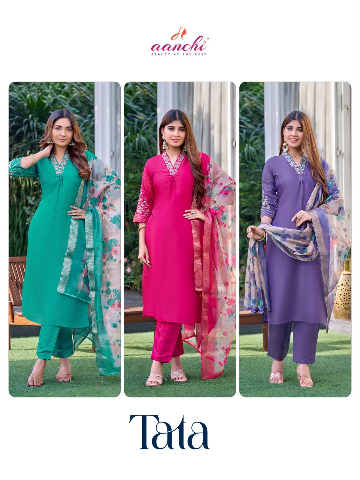 Tata Aanchi Shimmer Readymade Pant Style Suits Supplier India