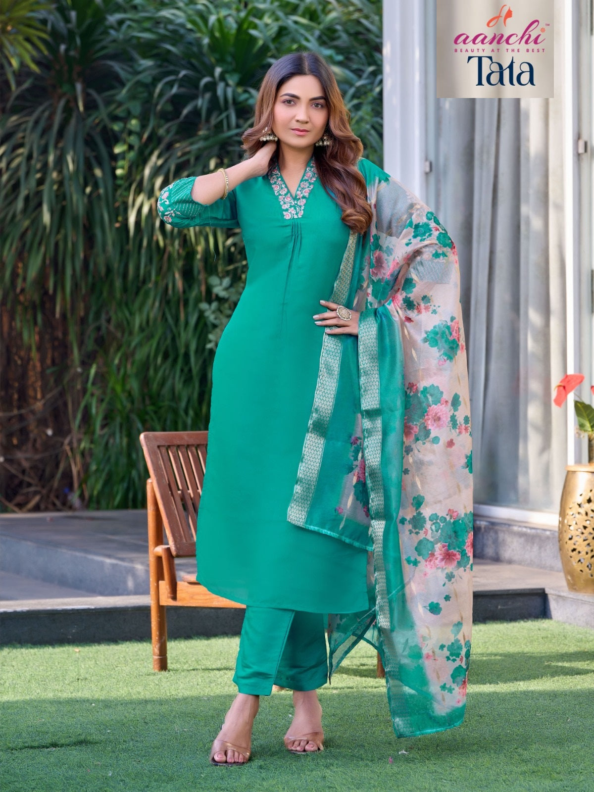Tata Aanchi Shimmer Readymade Pant Style Suits Supplier India