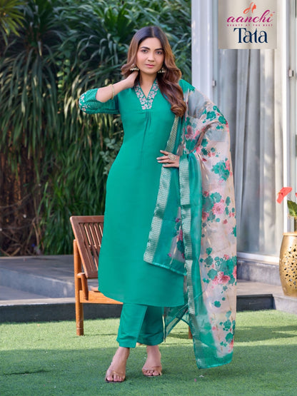 Tata Aanchi Shimmer Readymade Pant Style Suits Supplier India