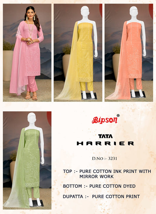 Tata Harrier 3231 Bipson Prints Pure Cotton Pant Style Suits Supplier India