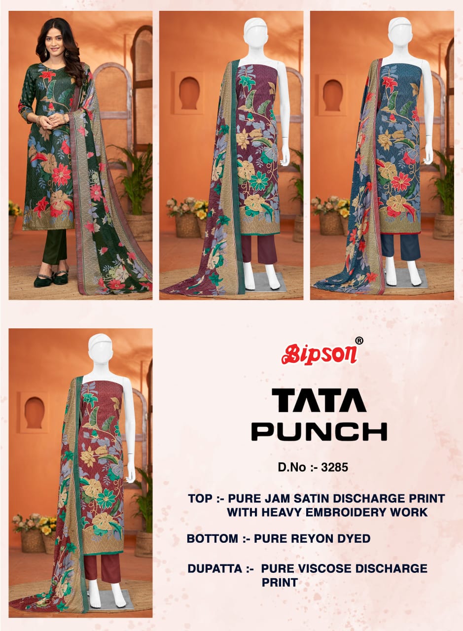 Tata Punch 3285 Bipson Prints Pure Jaam Pant Style Suits Supplier