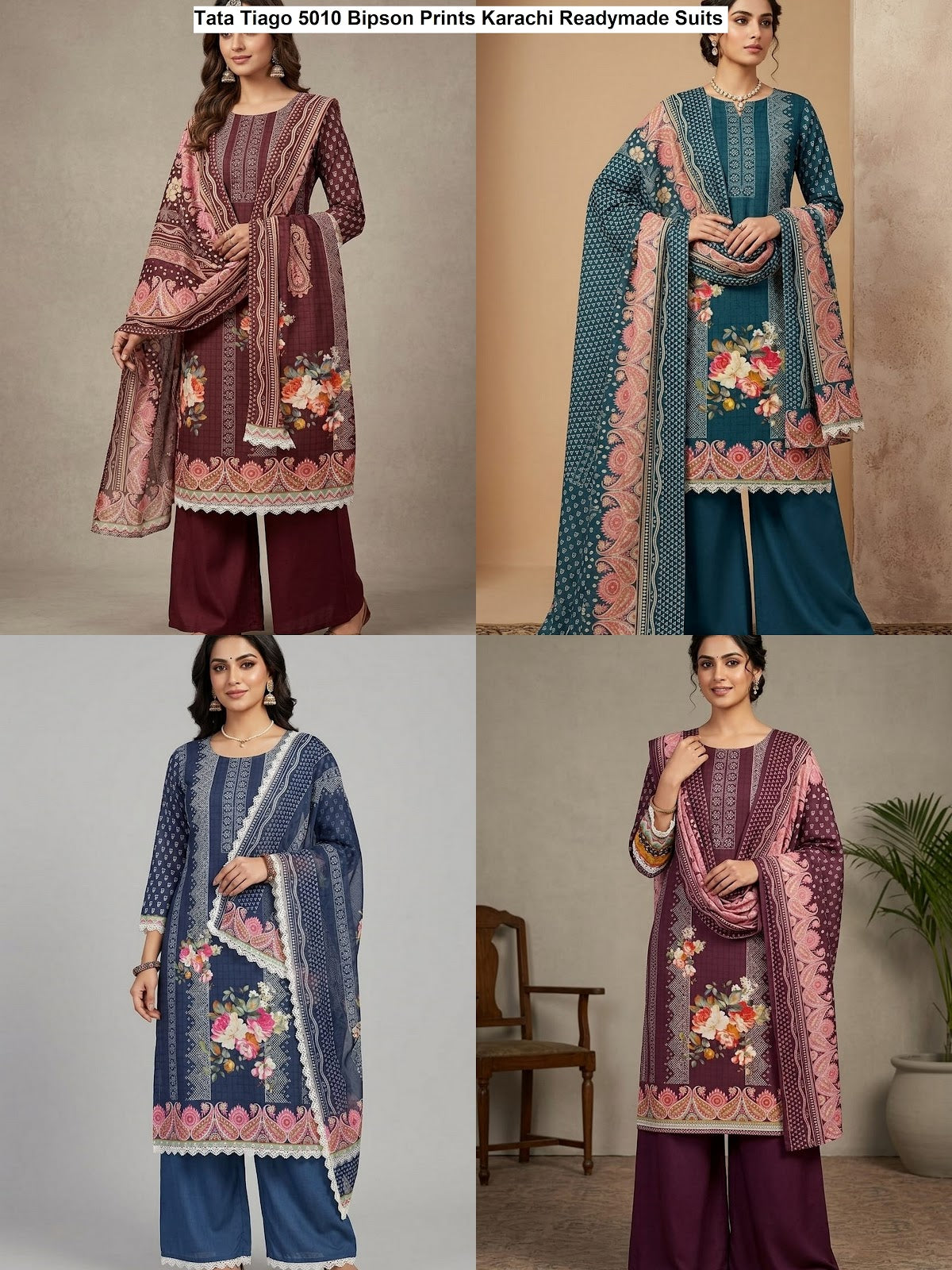 Tata Tiago 5010 Bipson Prints Cotton Karachi Readymade Suits Exporter Ahmedabad