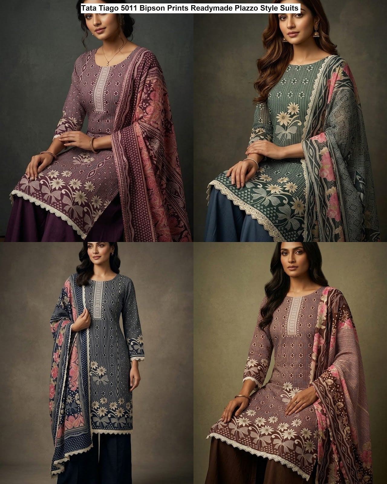 Tata Tiago 5011 Bipson Prints Cotton Readymade Plazzo Style Suits Supplier Ahmedabad
