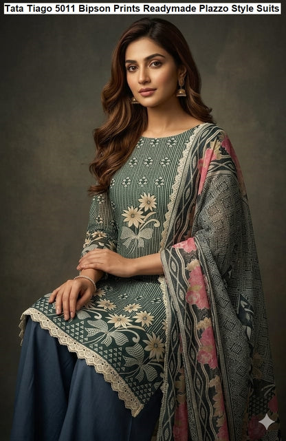 Tata Tiago 5011 Bipson Prints Cotton Readymade Plazzo Style Suits Supplier Ahmedabad