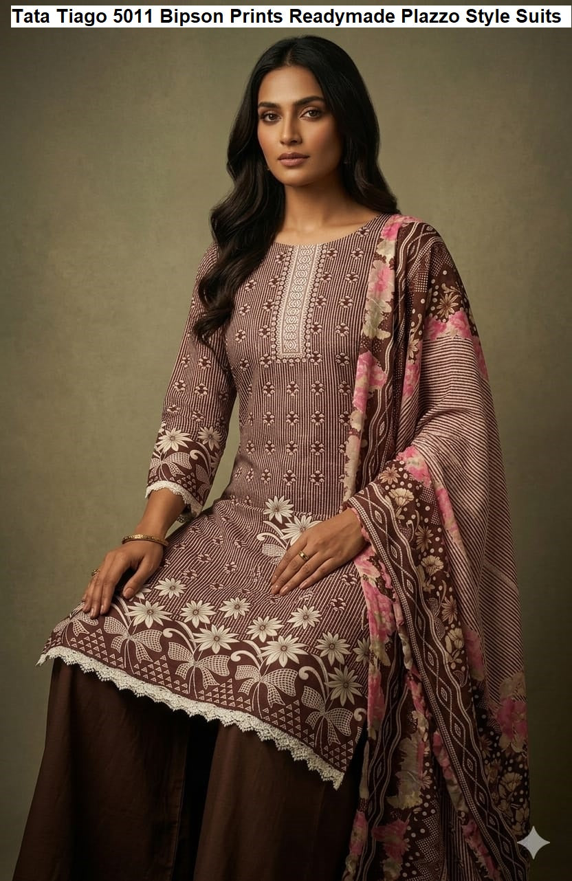 Tata Tiago 5011 Bipson Prints Cotton Readymade Plazzo Style Suits Supplier Ahmedabad
