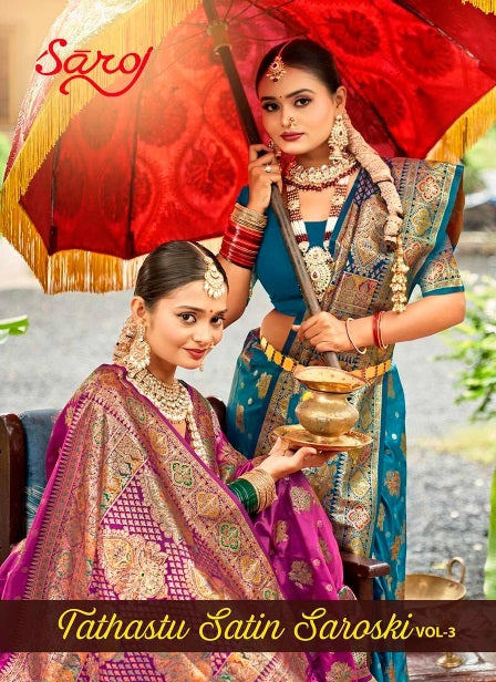 Tathastu Satin Silk Vol 3 Saroj Sarees Wholesaler Ahmedabad
