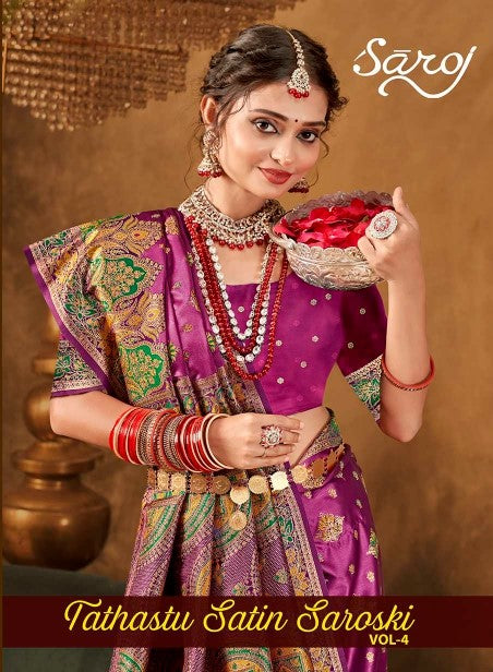 Tathastu Satin Silk Vol 4 Saroj Sarees Supplier Ahmedabad