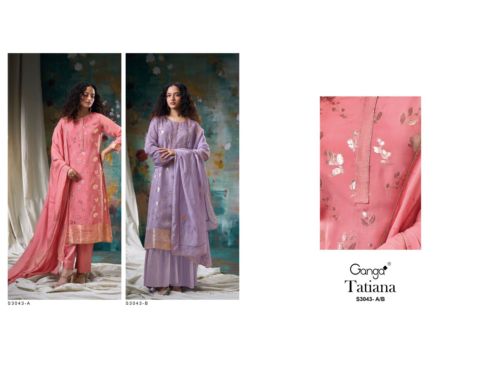 Tatiana S3043 Ganga Pure Organza Plazzo Style Suits Wholesale