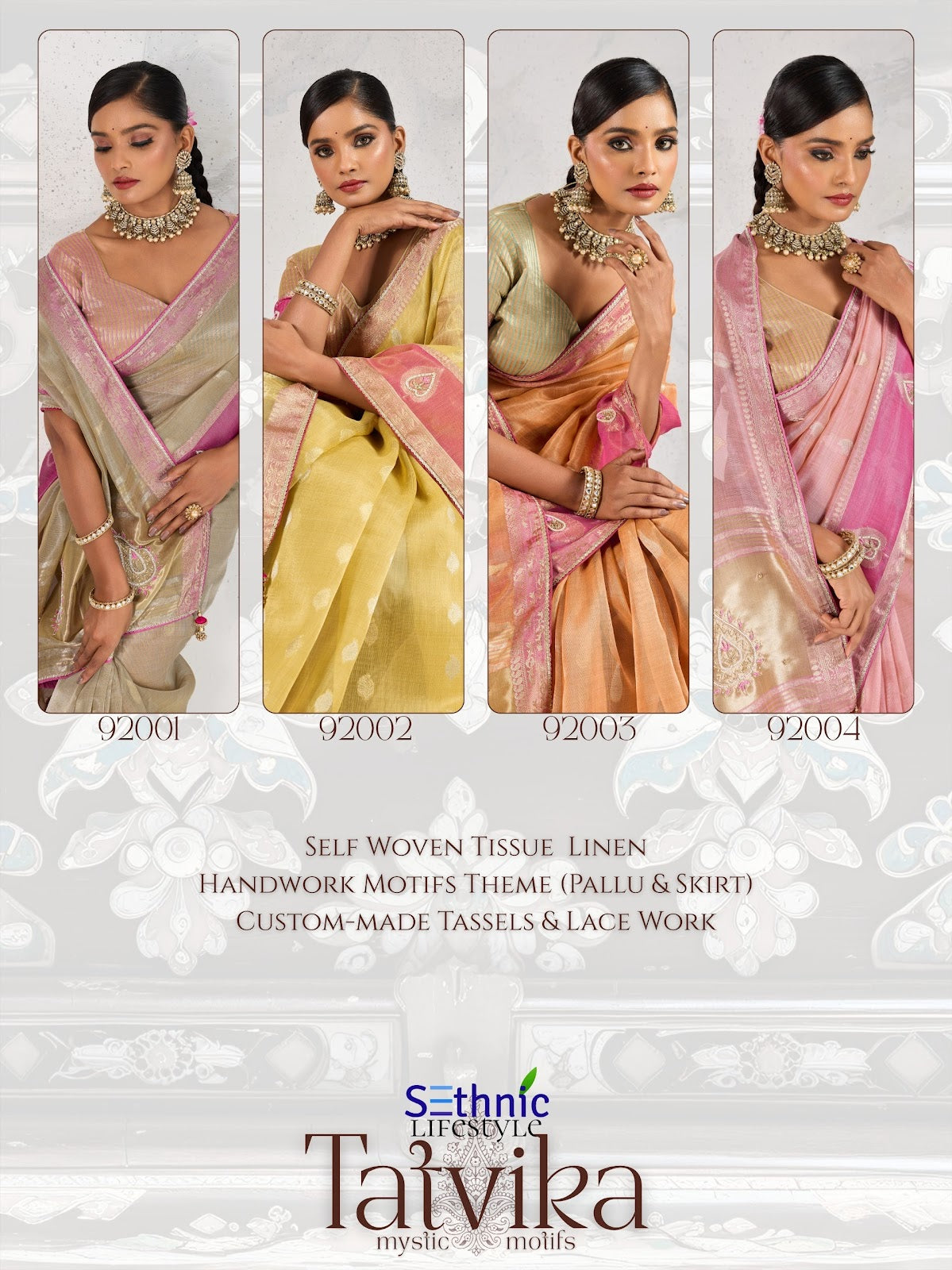 Tatvika Sethnic Woven Linen Sarees Supplier Ahmedabad