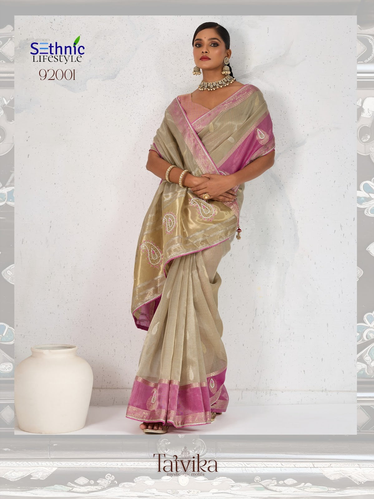 Tatvika Sethnic Woven Linen Sarees Supplier Ahmedabad