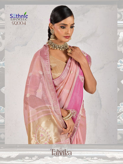 Tatvika Sethnic Woven Linen Sarees Supplier Ahmedabad