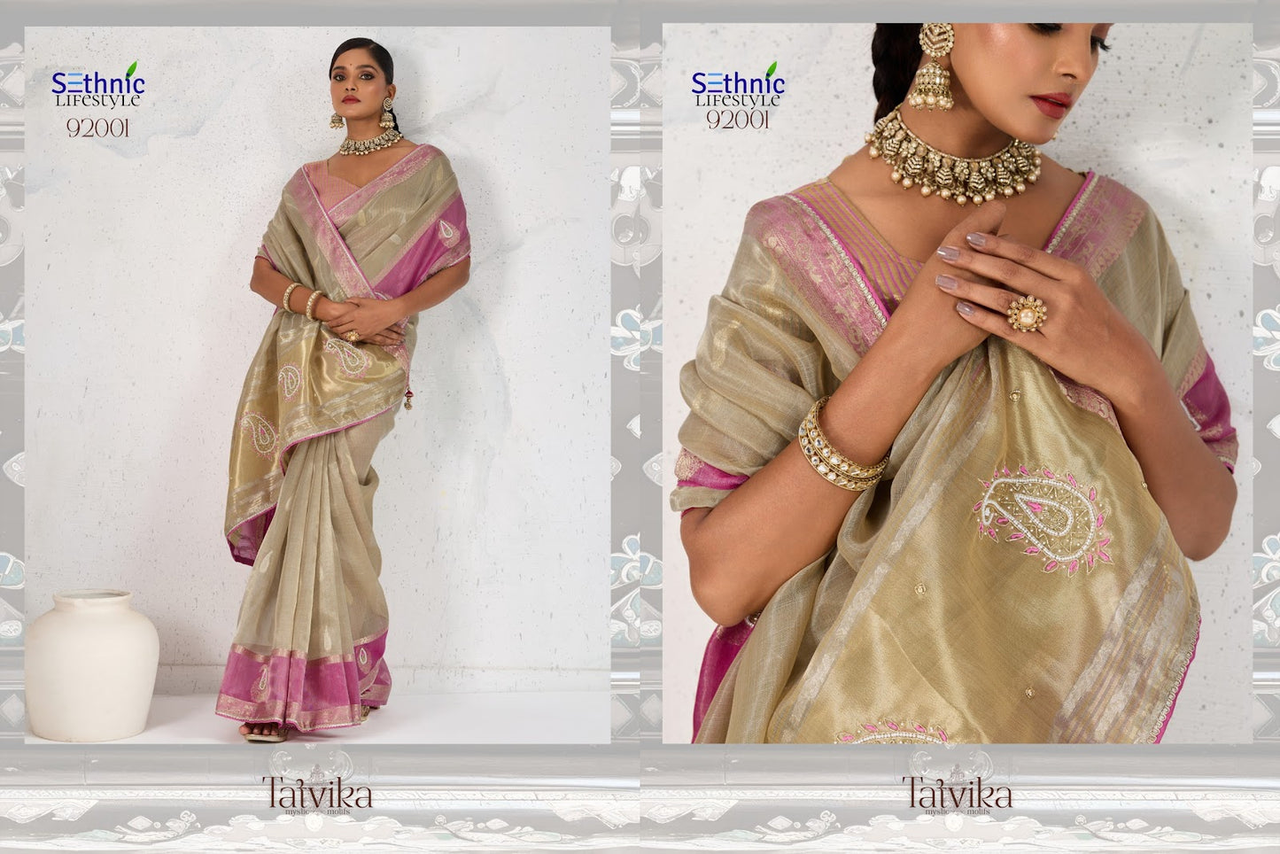 Tatvika Sethnic Woven Linen Sarees Supplier Ahmedabad