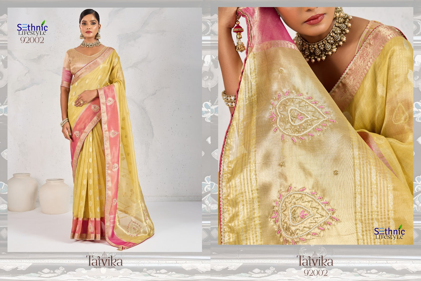 Tatvika Sethnic Woven Linen Sarees Supplier Ahmedabad