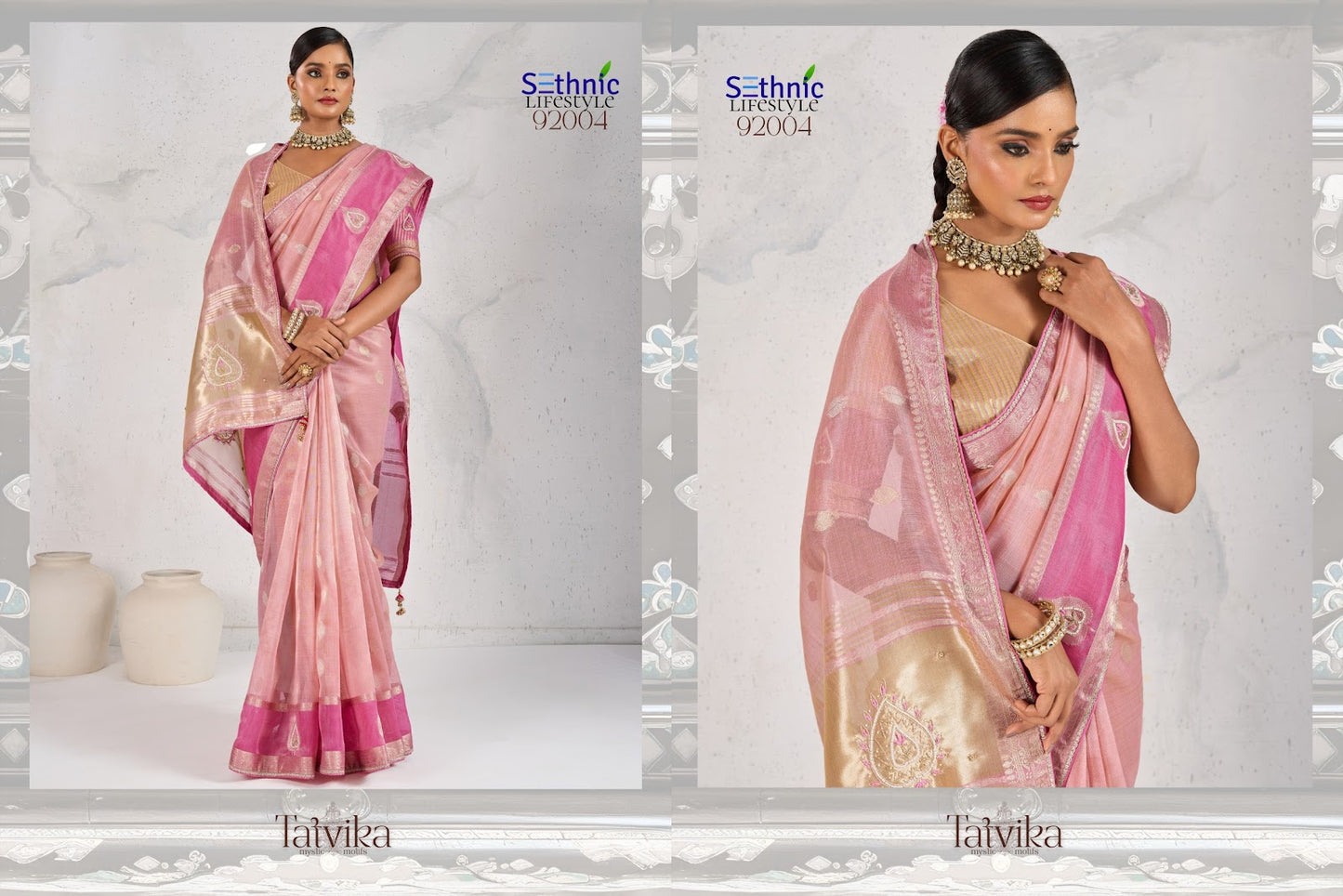 Tatvika Sethnic Woven Linen Sarees Supplier Ahmedabad