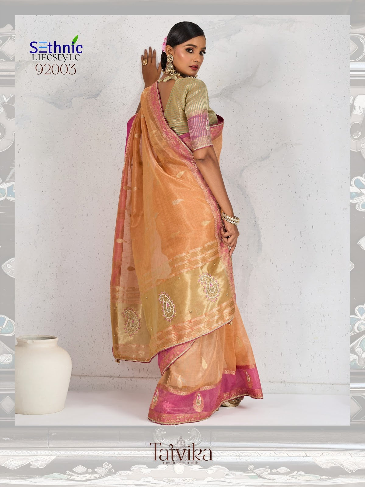 Tatvika Sethnic Woven Linen Sarees Supplier Ahmedabad