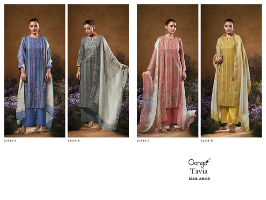 Tavia 3546 Ganga Premium Cotton Plazzo Style Suits Wholesale Price