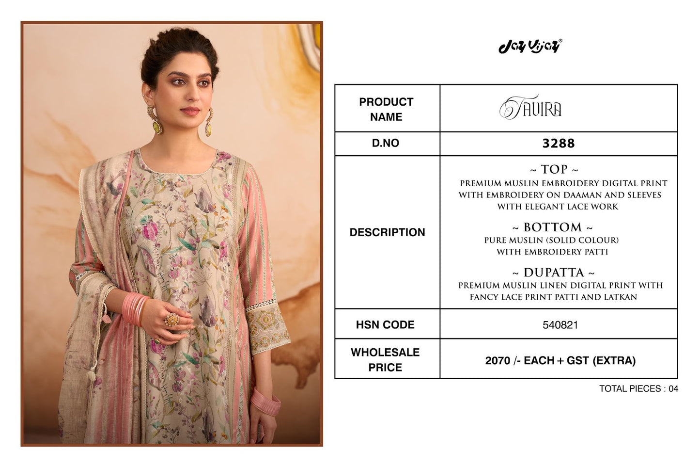 Tavira 3288 Jay Vijay Muslin Pant Style Suits Manufacturer Ahmedabad