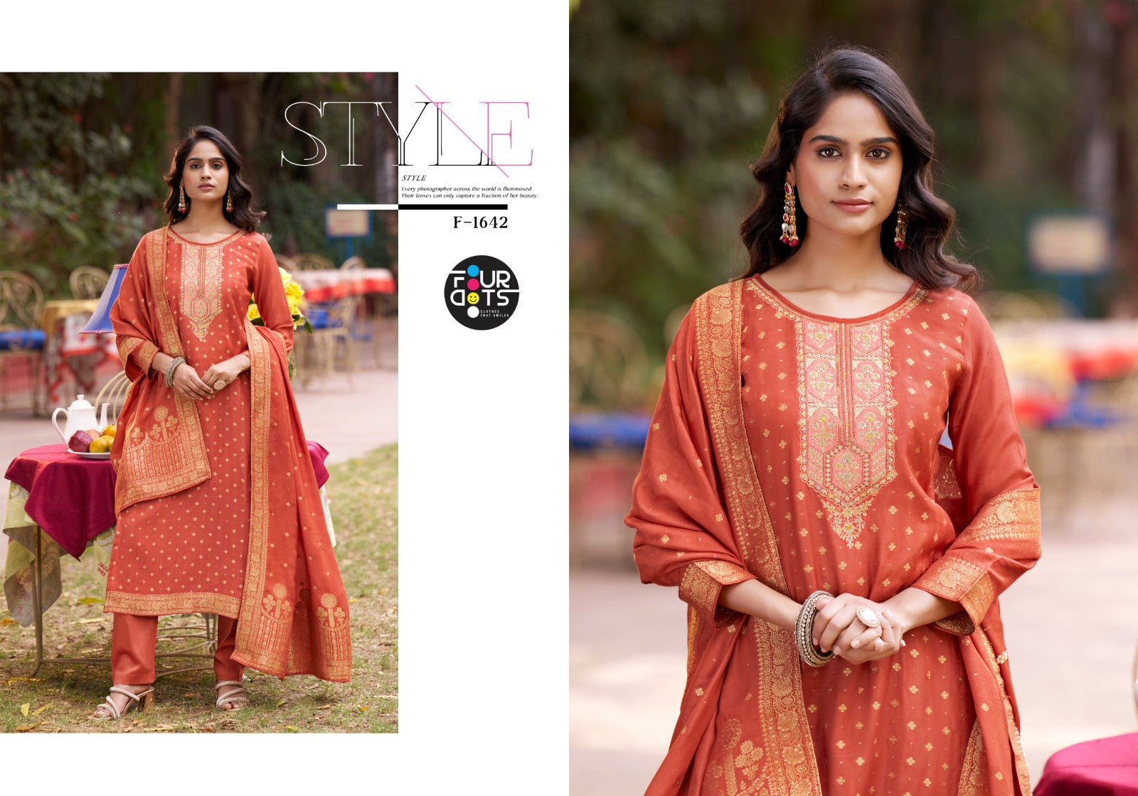 Tavleen Four Dots Muslin Jacquard Pant Style Suits Wholesaler Gujarat
