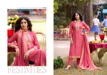 Tavleen Four Dots Muslin Jacquard Pant Style Suits Wholesaler Gujarat