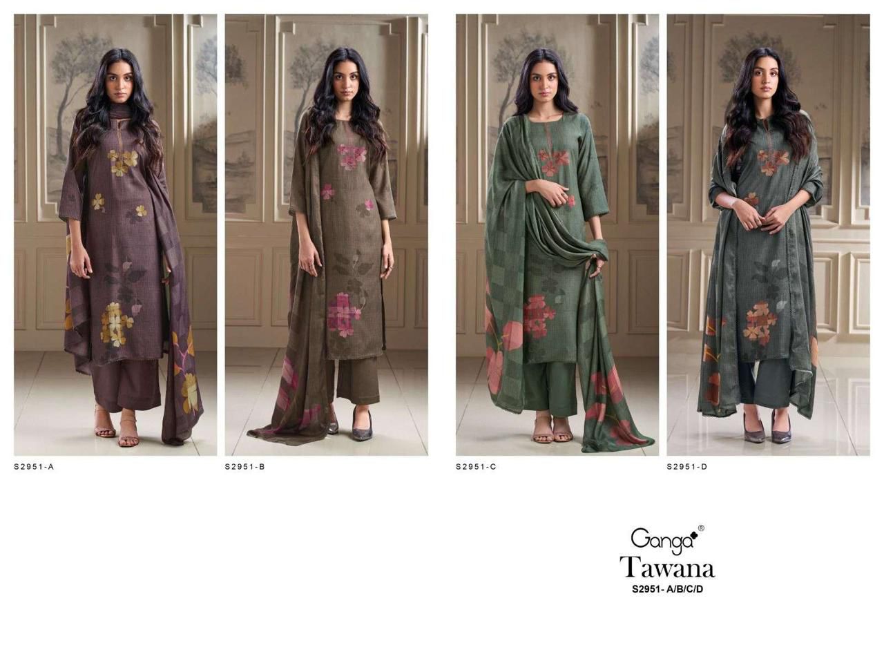Tawana S2951 Ganga Premium Wool Plazzo Style Suits Manufacturer Ahmedabad
