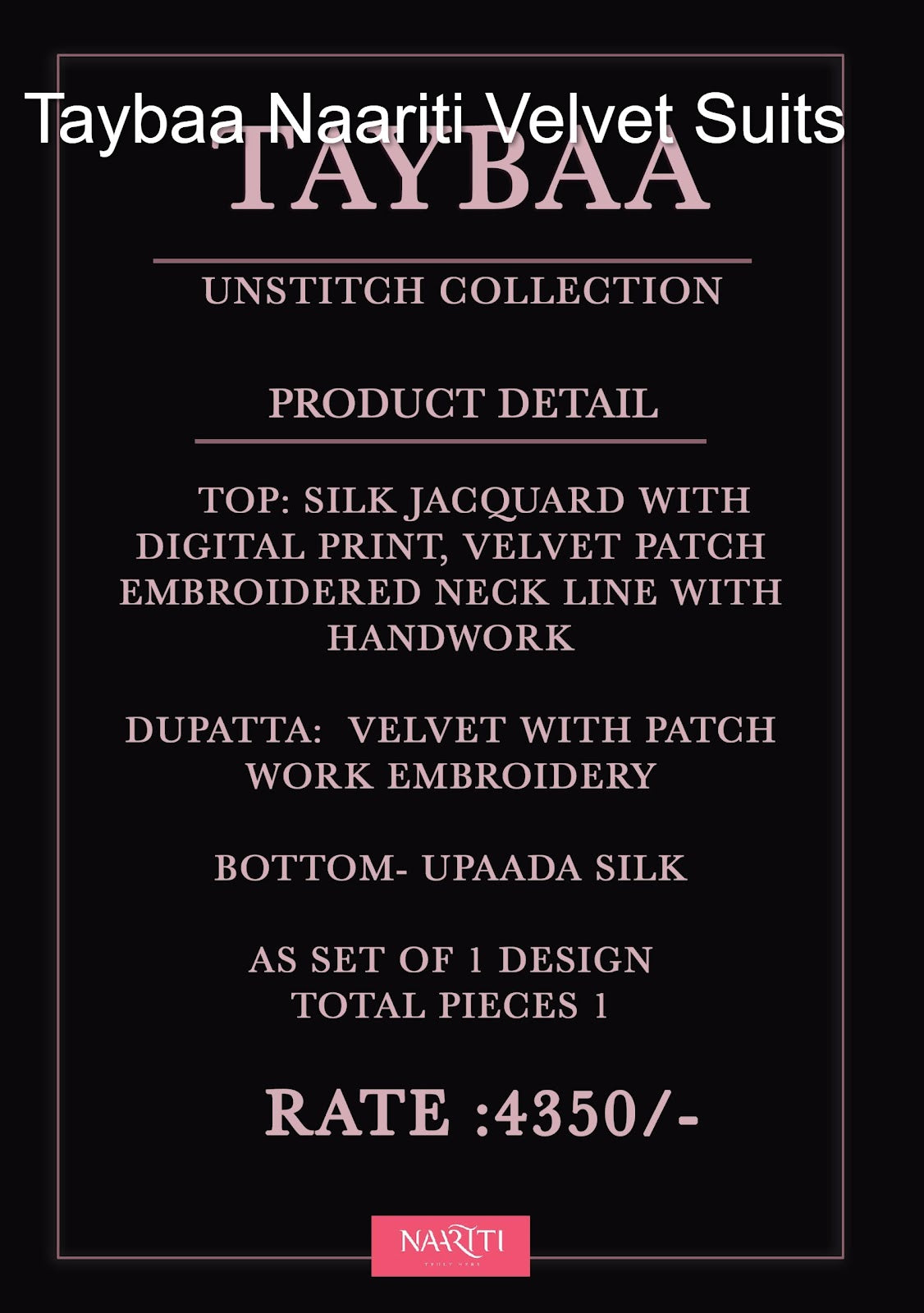 Taybaa Naariti Silk Jacquard Velvet Suits Wholesaler India