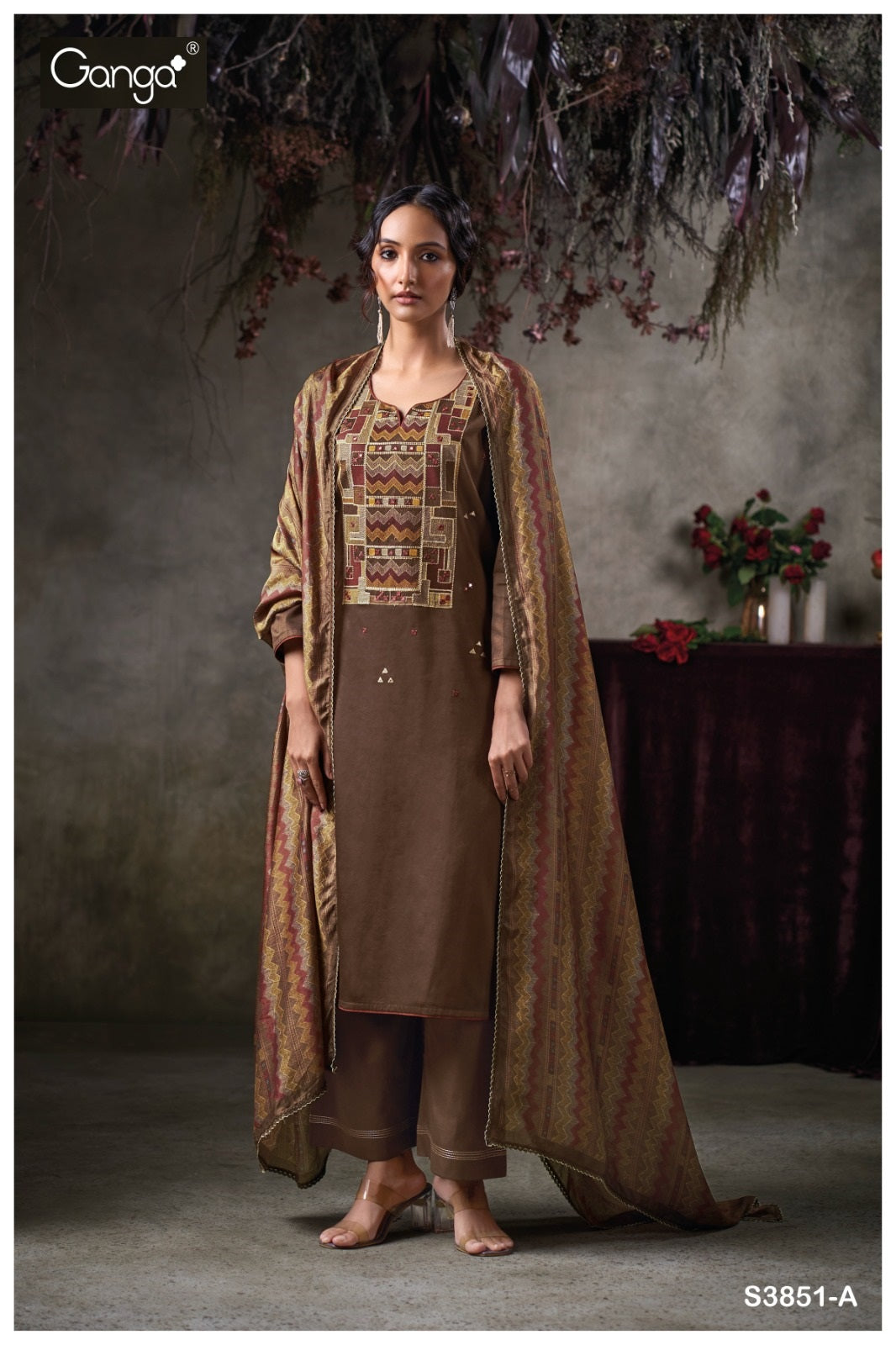 Tazlin 3851 Ganga Premium Cotton Plazzo Style Suits Wholesaler Gujarat